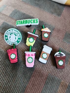 Starbucks Pink, Green & Brown Jibbits For Crocs Lot